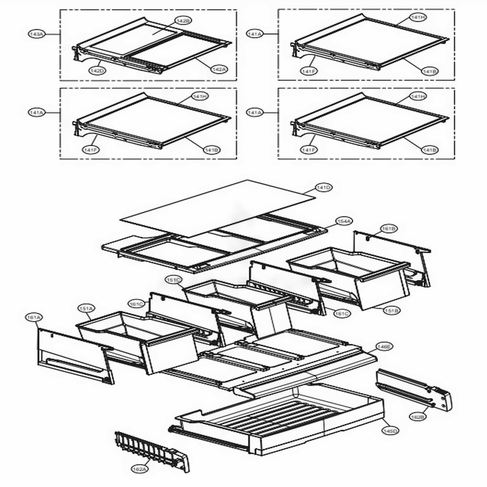 Refrigerator Parts Diagram and Parts List for LFX29945ST ASTCNA2 LG Refrigerator