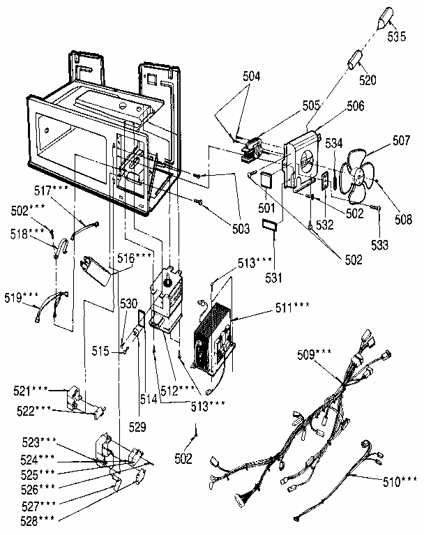 Switch And Microwave Diagram and Parts List for 7218915580  Kenmore Microwave