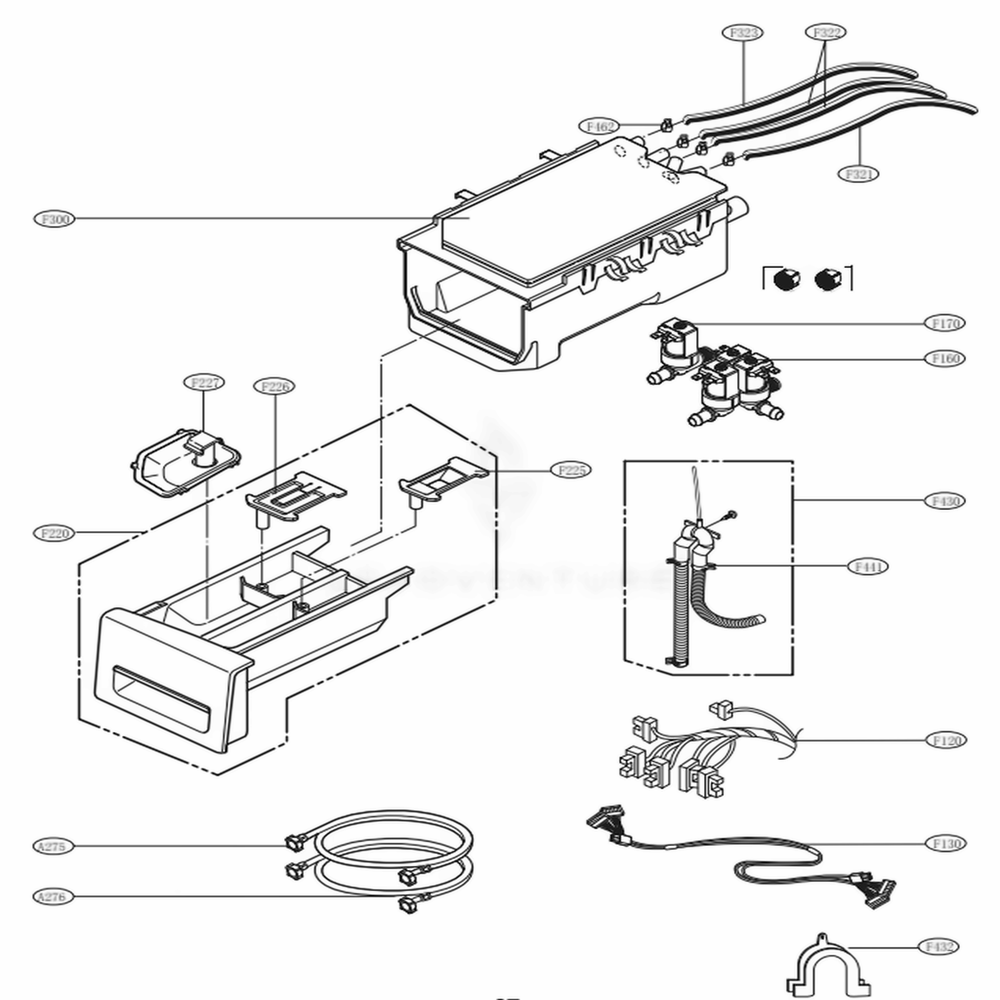 Dispenser Assembly Diagram and Parts List for WM3250HVA ASSEPUS LG Washer
