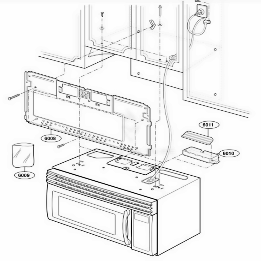 Installation Parts Diagram and Parts List for 85130 AWHESEC LG Microwave