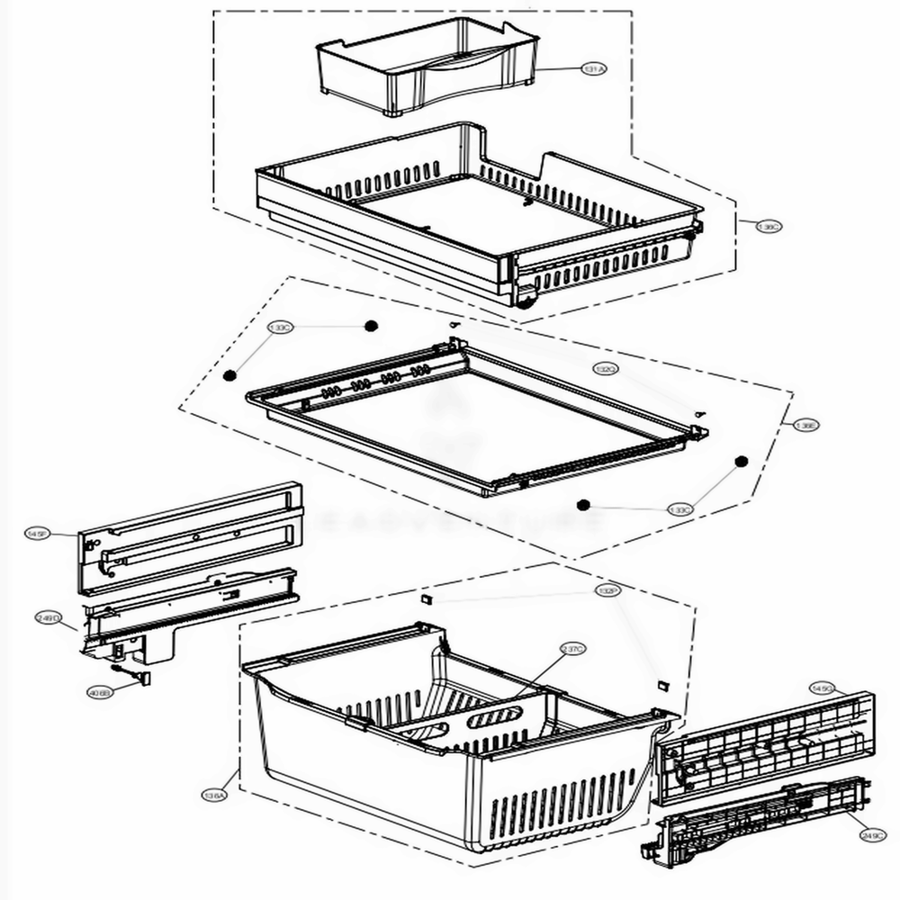 Freezer Parts Diagram and Parts List for LRFVC2406D ASBCNA1 LG Refrigerator