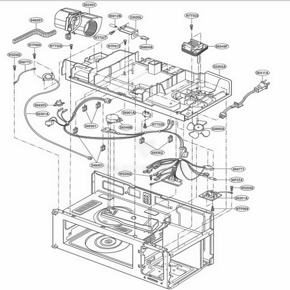 Interior Parts 2 Diagram and Parts List for 85770 WHESEC LG Range