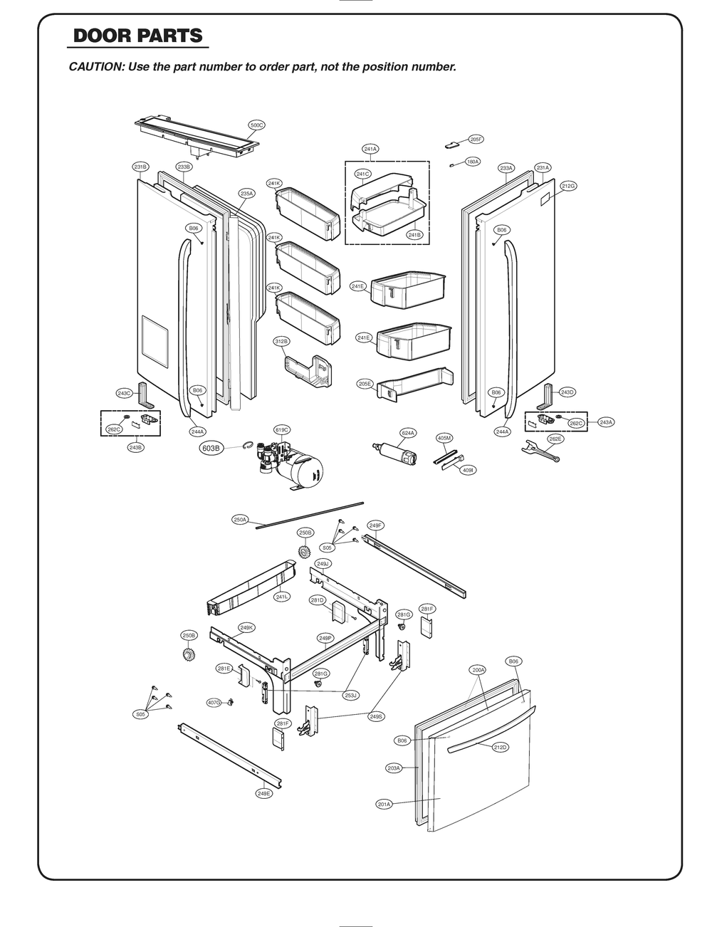 Door Parts Diagram and Parts List for GR-L318LQTM ASWCSE2 LG Refrigerator