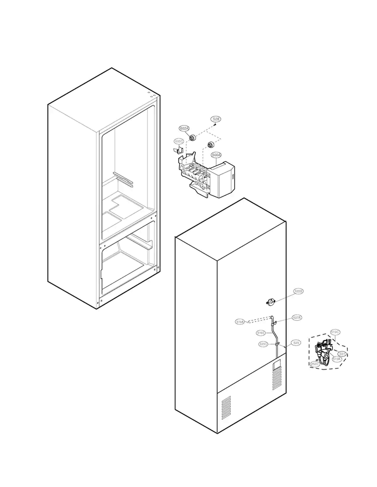 Ice And Water Maker Diagram and Parts List for LFC23760ST 00 LG Refrigerator