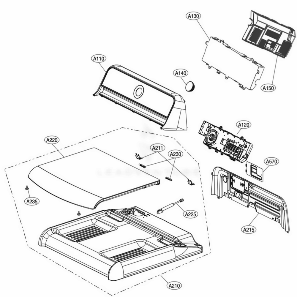 Control Panel And Plate Assembly Diagram and Parts List for DLEX7700VE ASSEEUS LG Dryer