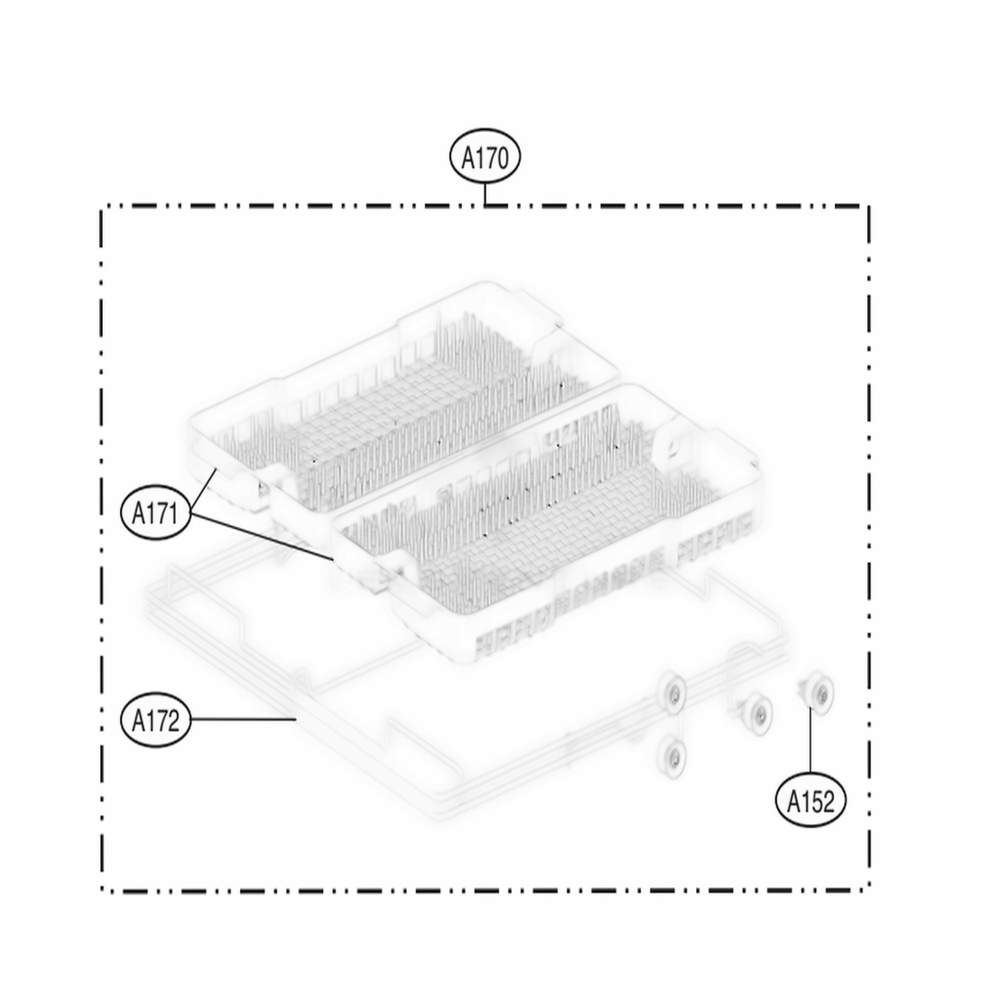 Cutlery Rack Assembly Diagram and Parts List for LDF7774BD ABDEEUS LG Dishwasher