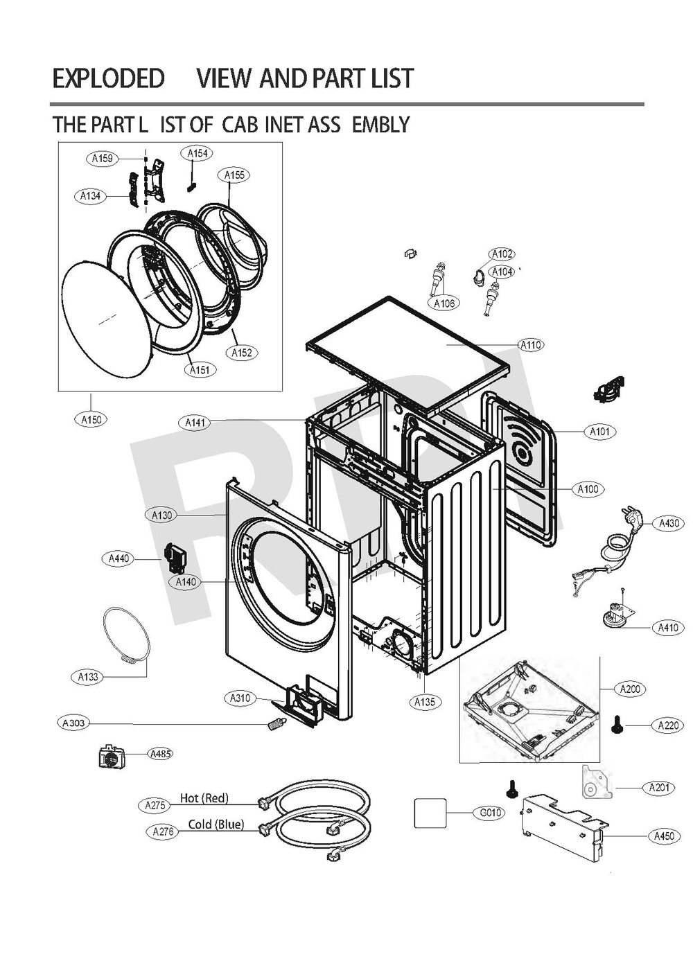 Diagram 1 Diagram and Parts List for WM1455HVA  LG Washer