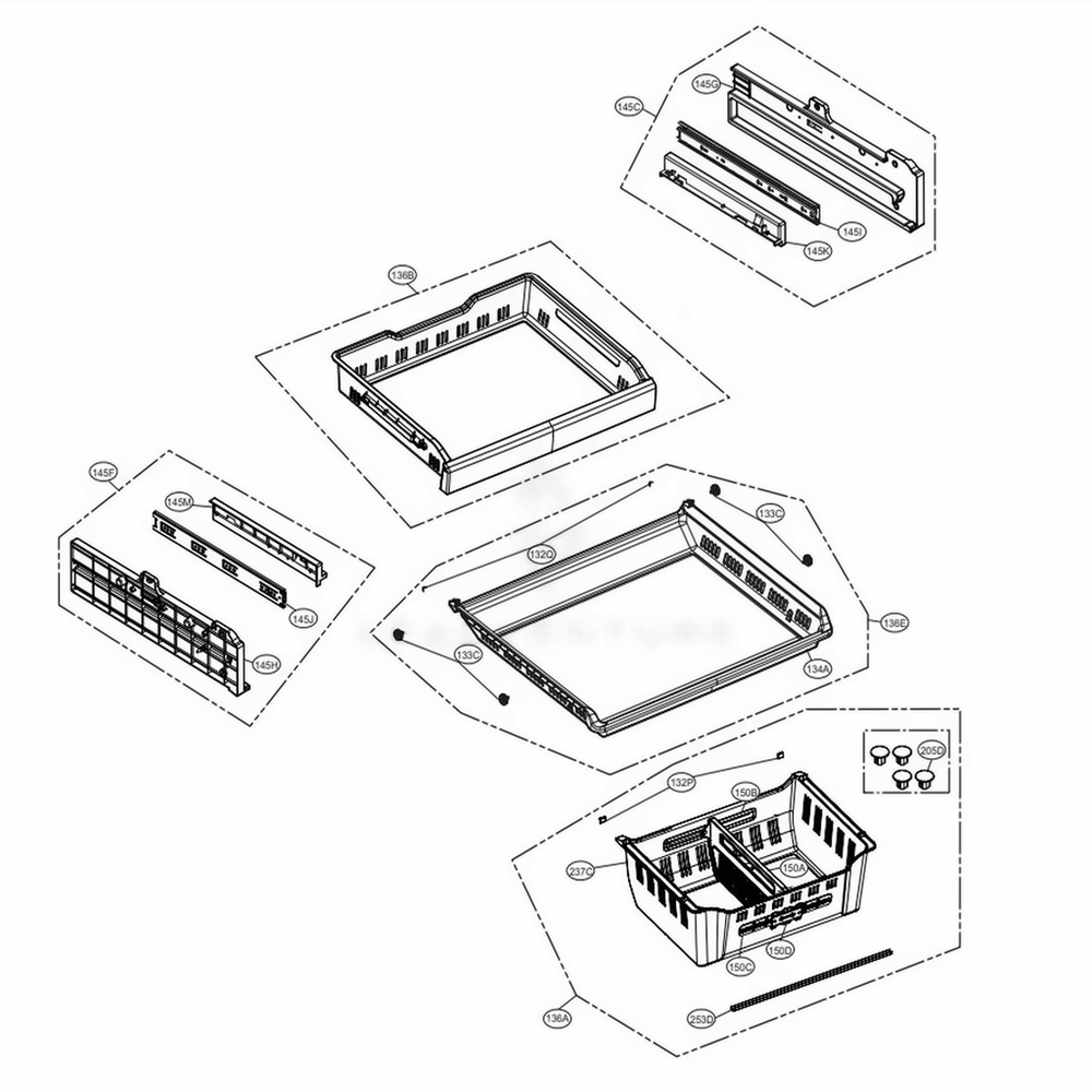 Freezer Parts Diagram and Parts List for LMXS30796S ASTCNA0 LG Refrigerator