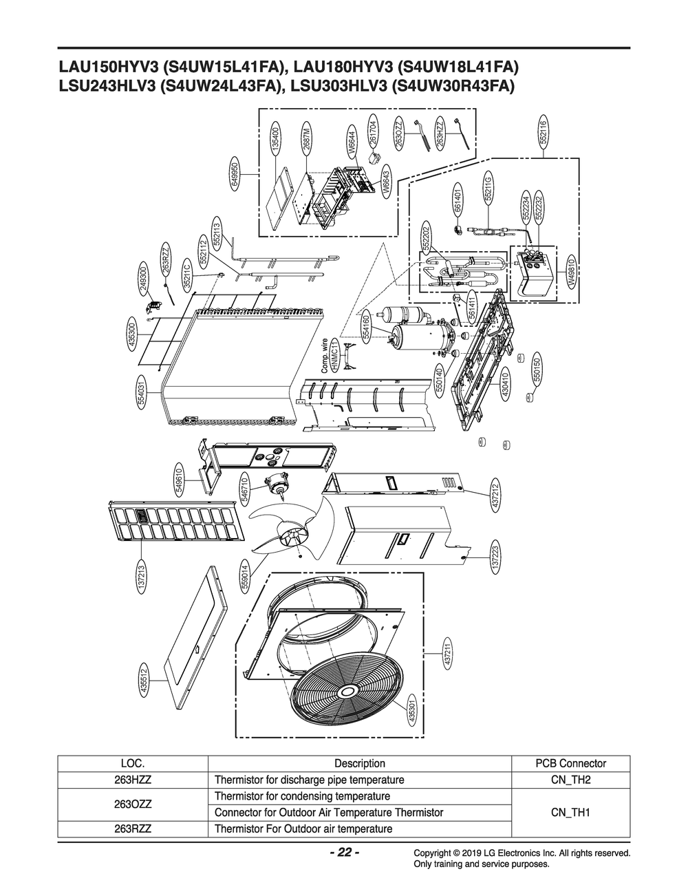 Diagram 1 Diagram and Parts List for S4UW24L43FA AK3GEUS LG Air Conditioner