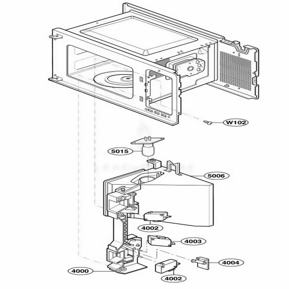 Latch Board Parts 2 Diagram and Parts List for 62464 CB6ESEA LG Wall Oven