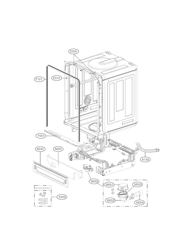 Case Parts Diagram and Parts List for LDF8764ST  LG Dishwasher