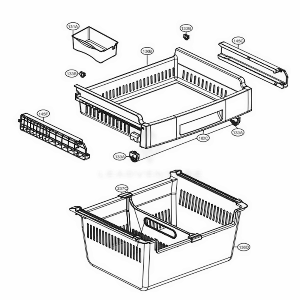 Freezer Parts Diagram and Parts List for LFCS22520S ASTCNA1 LG Refrigerator