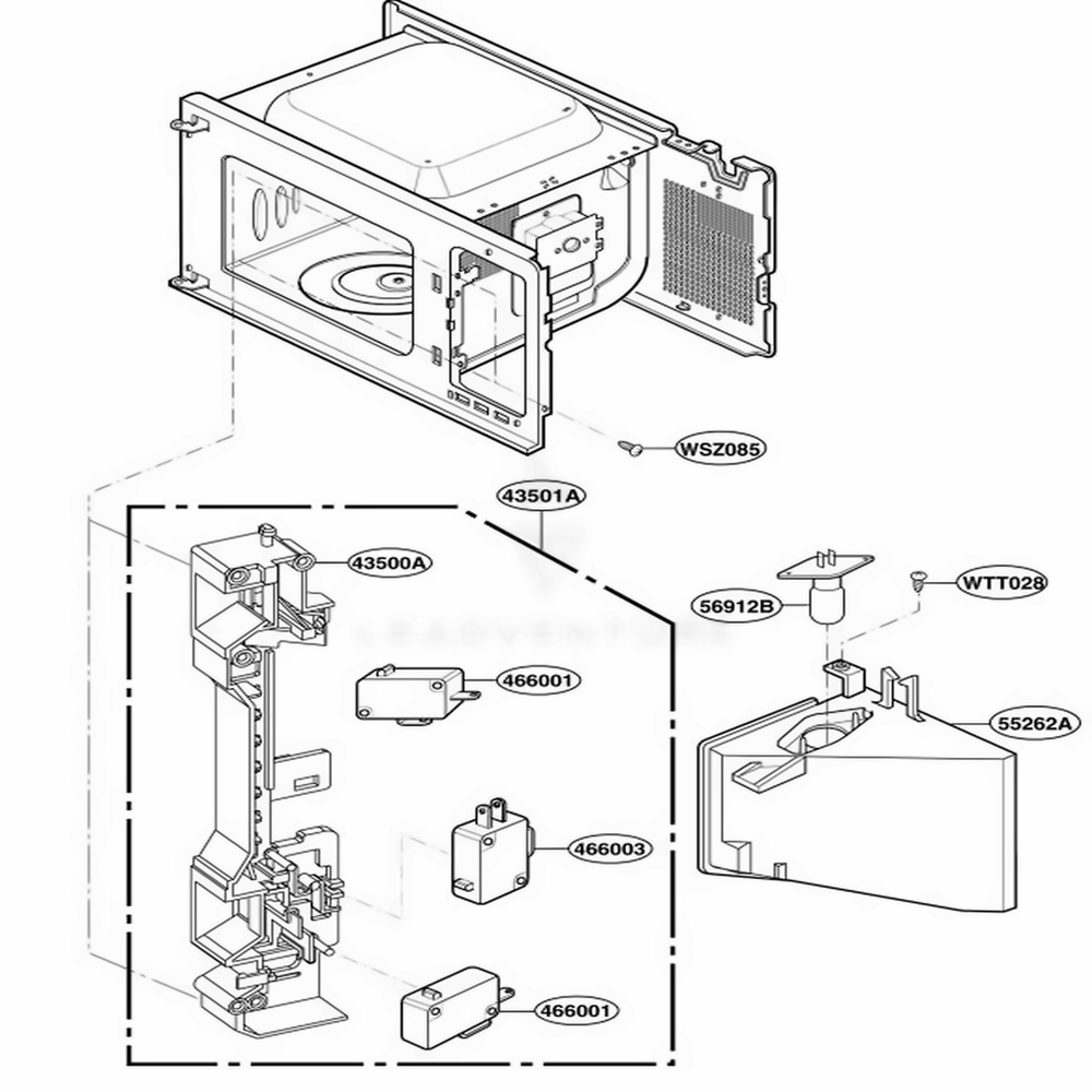 Latch Board Parts Diagram and Parts List for LSRM205ST CSBEVKG LG Range