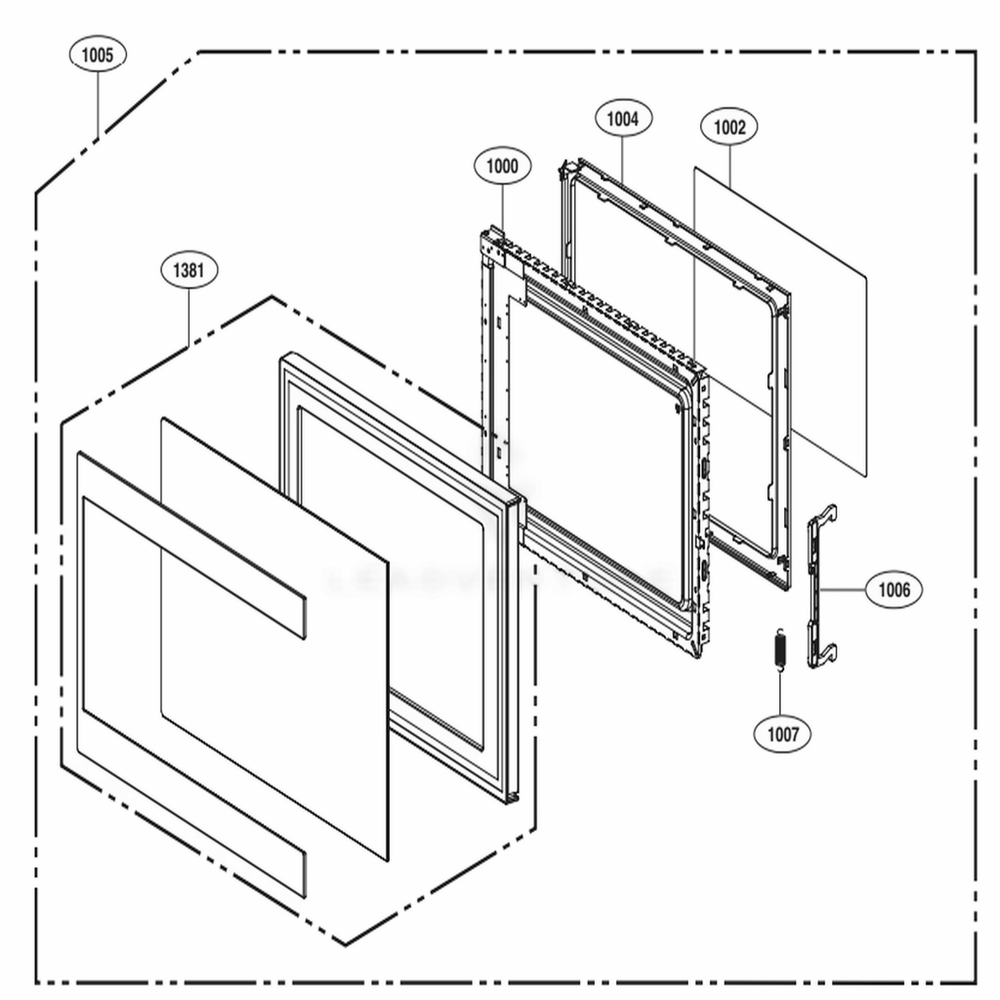 Door Parts Diagram and Parts List for LMC2075ST CSSEBBY LG Microwave