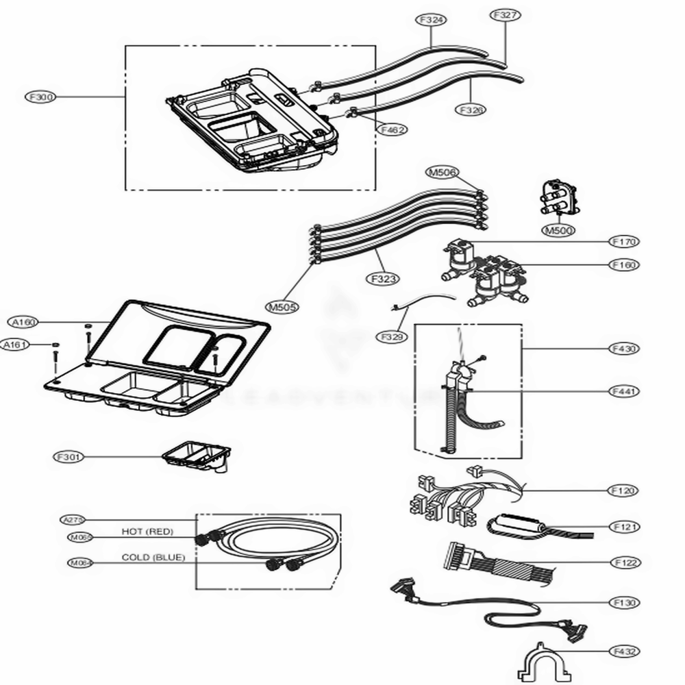 Dispenser Assembly Diagram and Parts List for GCWF1069QS3 ASSEELC LG Washer