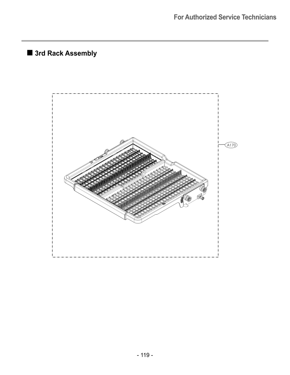 3rd Rack Assembly Diagram and Parts List for DUAG27HN ASTESNA LG Dishwasher