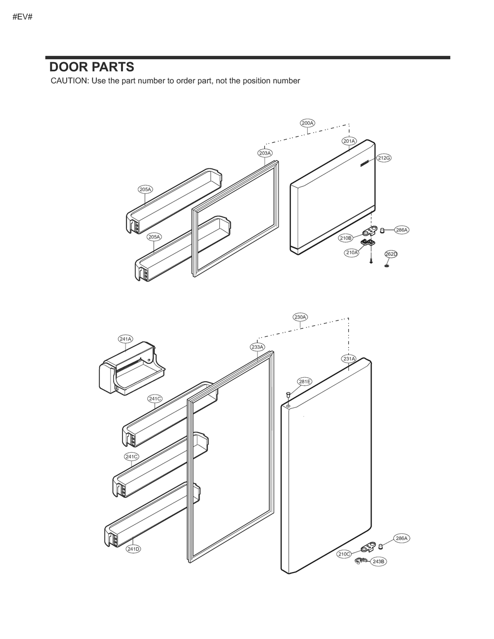 Door Parts Diagram and Parts List for GM-U652SQDM ASWCNA3 LG Refrigerator