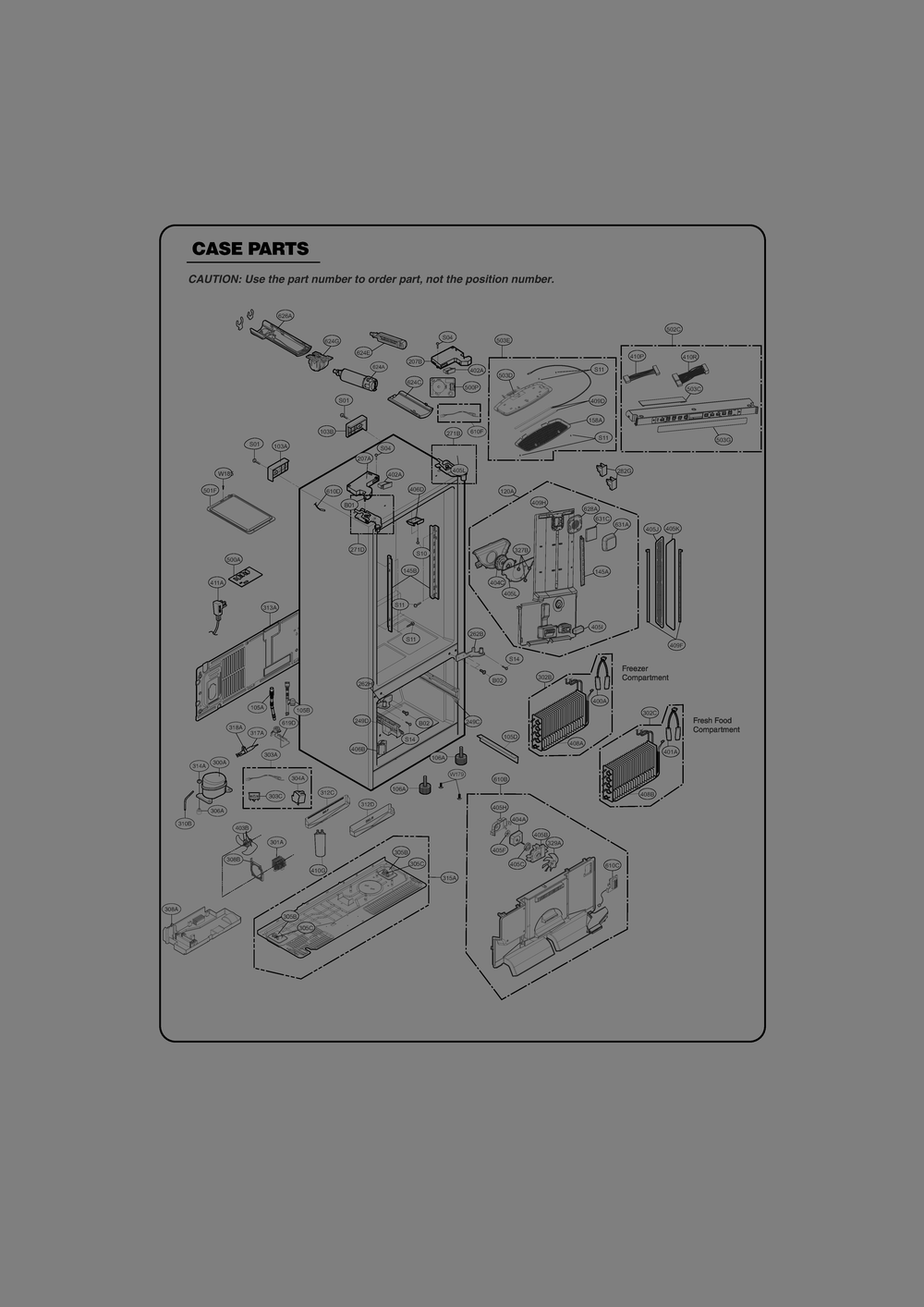 Case Parts Diagram and Parts List for GR-B318LQTM ANSCSE1 LG Refrigerator