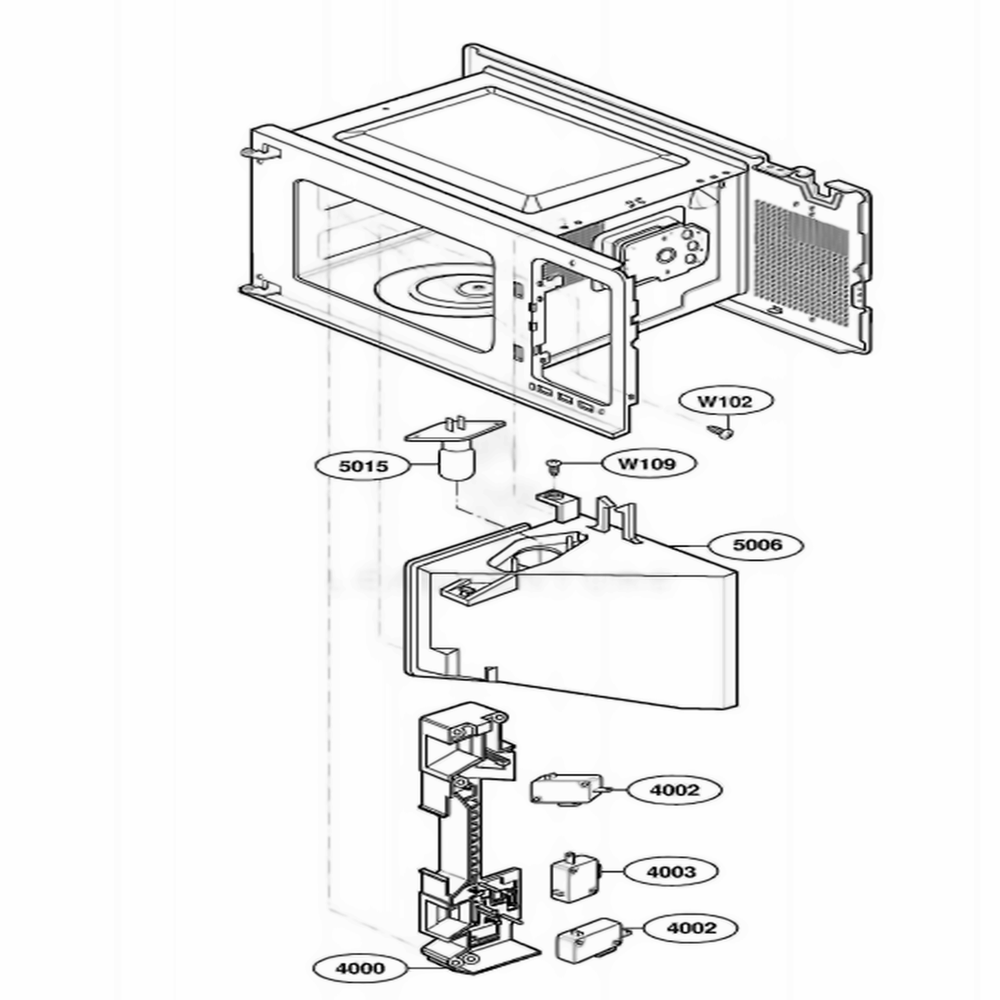 Latch Board Parts Diagram and Parts List for MBBB ABKEBSH LG Wall Oven