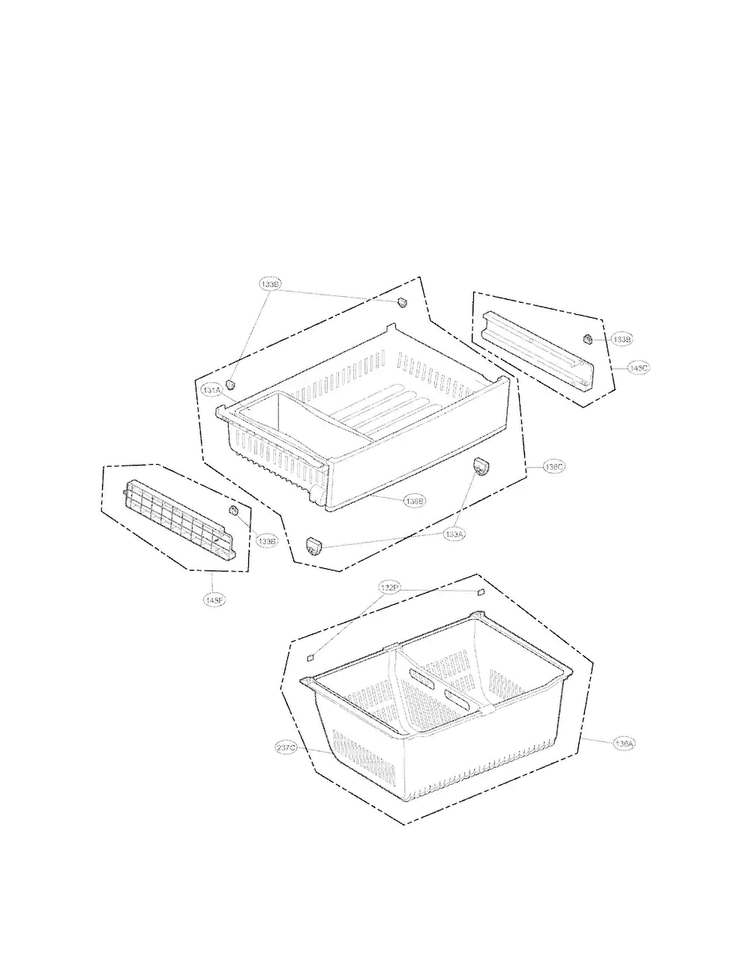 Freezer Parts Diagram and Parts List for LFX25978ST 01 LG Refrigerator