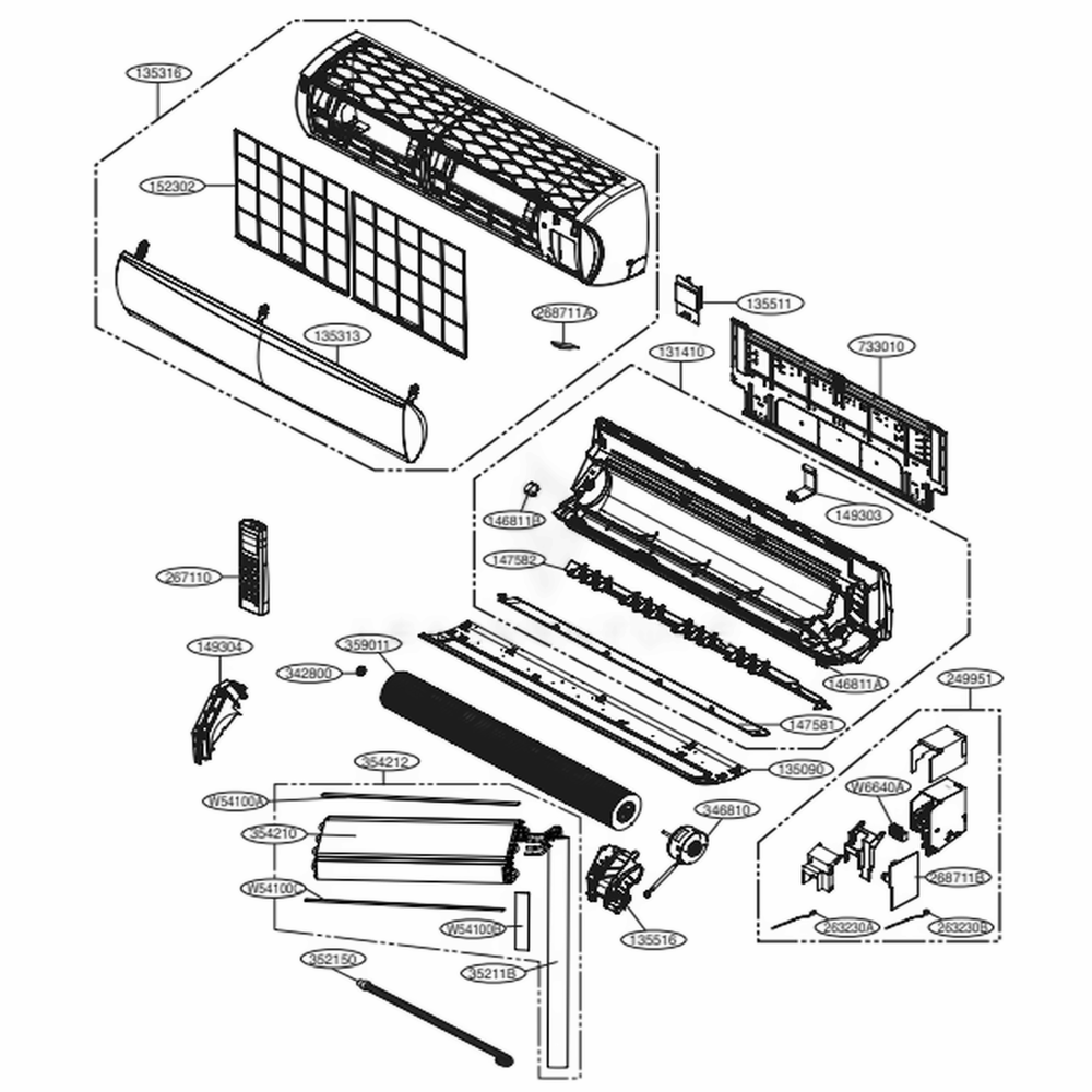 Indoor Unit Diagram and Parts List for LSN363HLV AWHBEUS LG Air Conditioner
