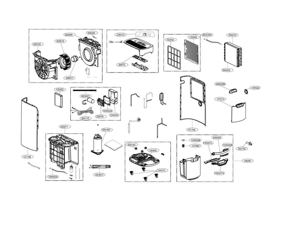Dehumidifier Diagram and Parts List for UD501KOG5  LG Dehumidifier