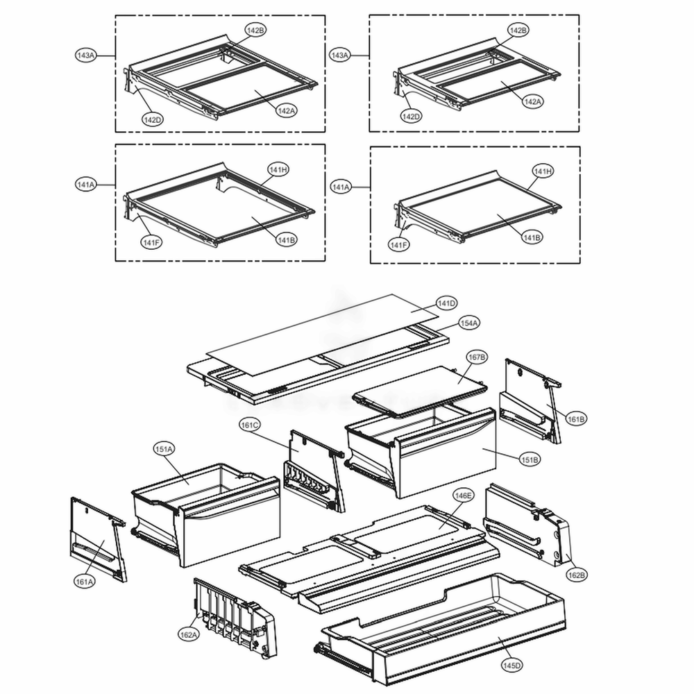 Refrigerator Parts Diagram and Parts List for 75042 ASWCSE0 LG Refrigerator