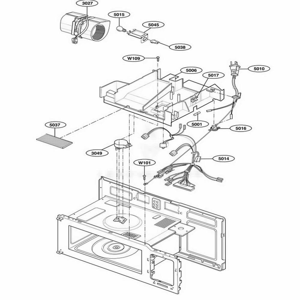Interior Parts 2 Diagram and Parts List for JVM1533WD CWHEGEU LG Wall Oven