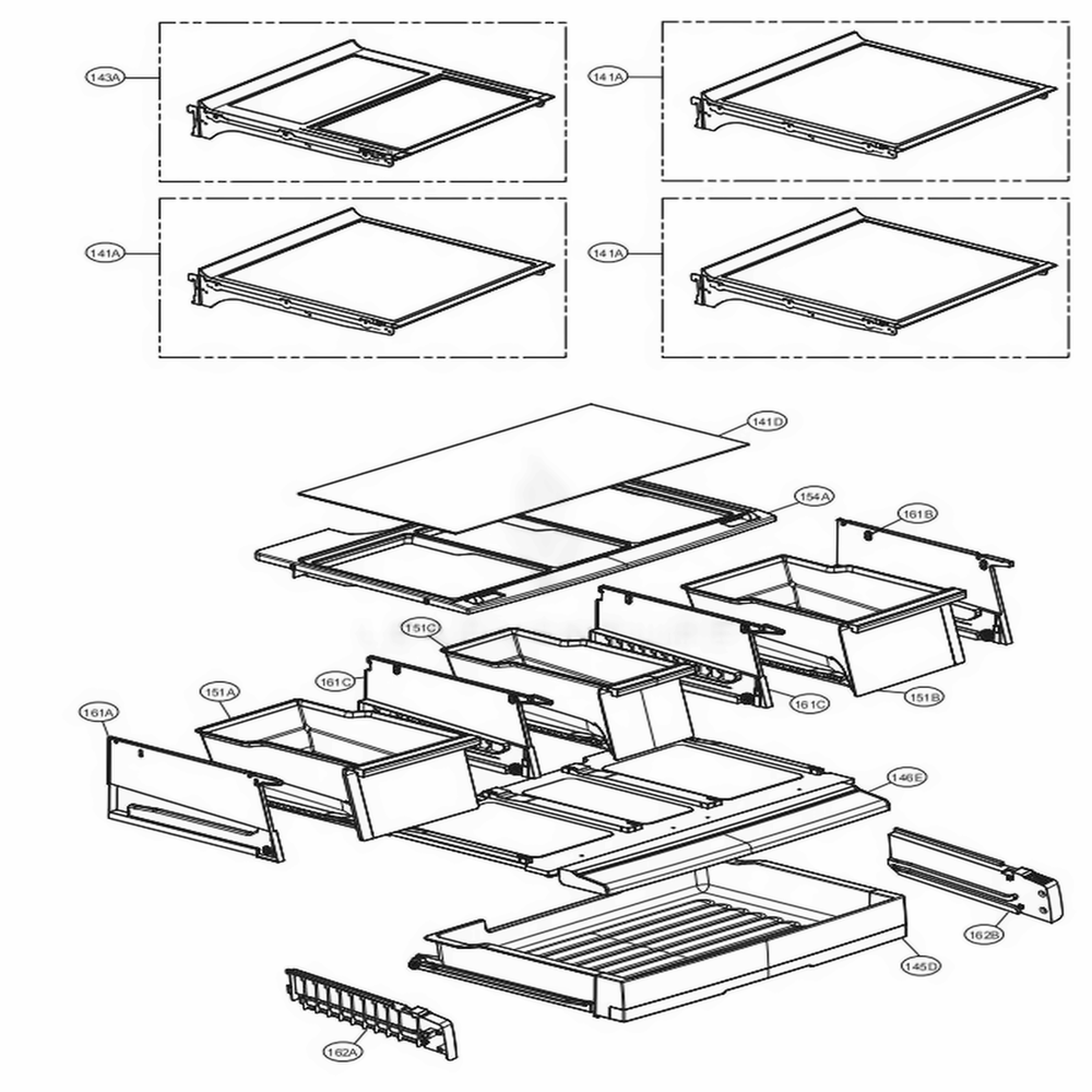 Refrigerator Parts Diagram and Parts List for UPFXC2466S ASTCNA2 LG Refrigerator