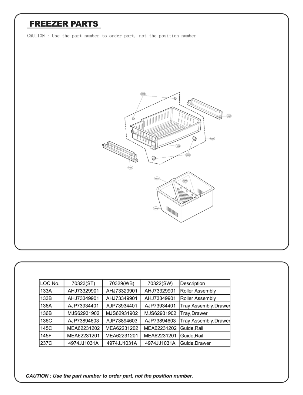 Freezer Parts Diagram and Parts List for GC-L258VQXD ASWCSE2 LG Refrigerator