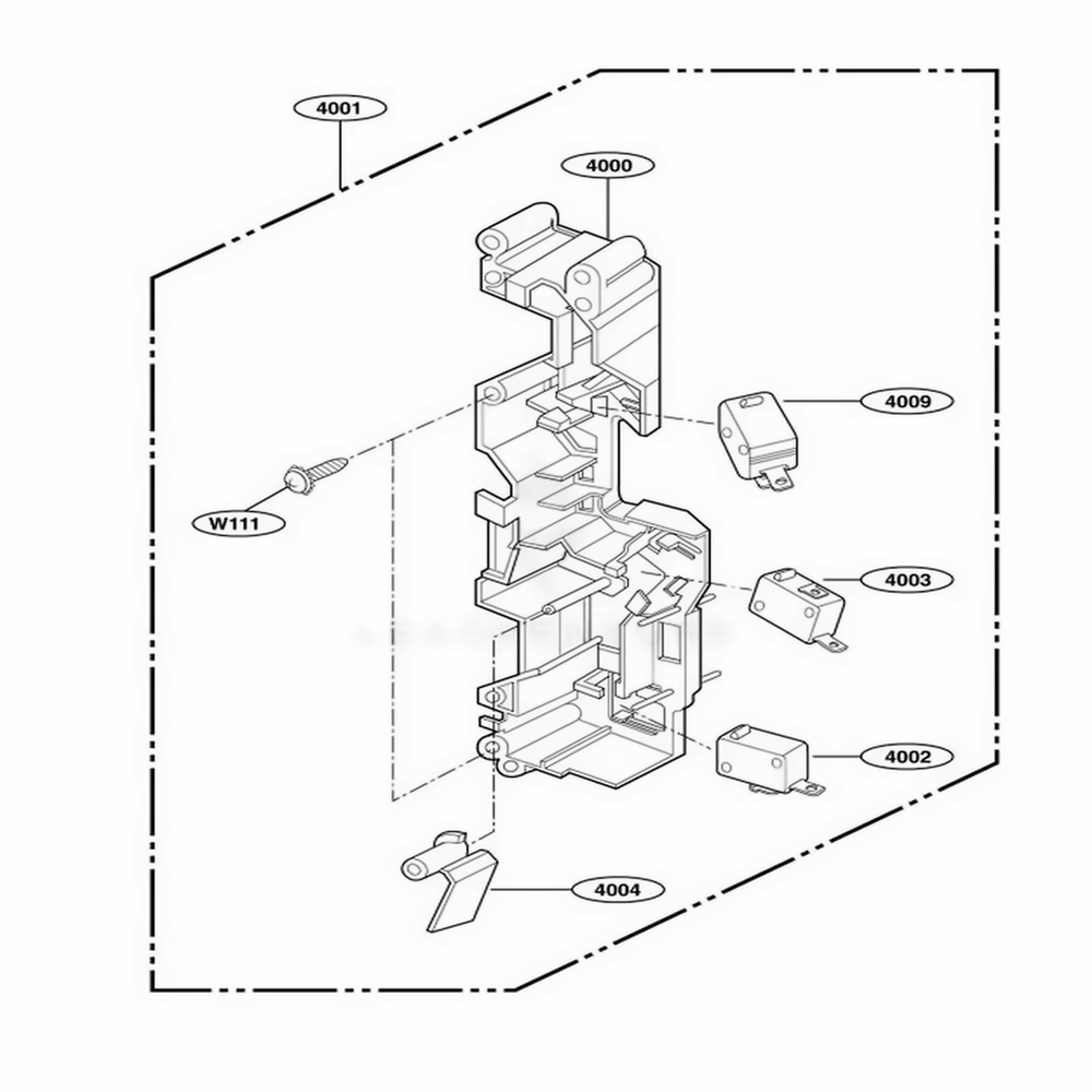 Latch Board Parts Diagram and Parts List for GH7155XKT ABSEWRP LG Range