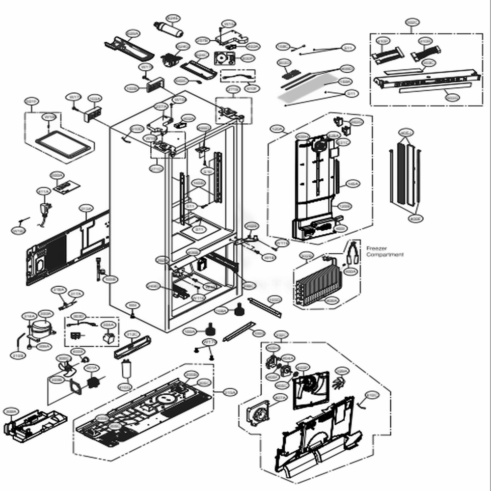 Case Parts Diagram and Parts List for 73167 ASBCSE0 LG Refrigerator