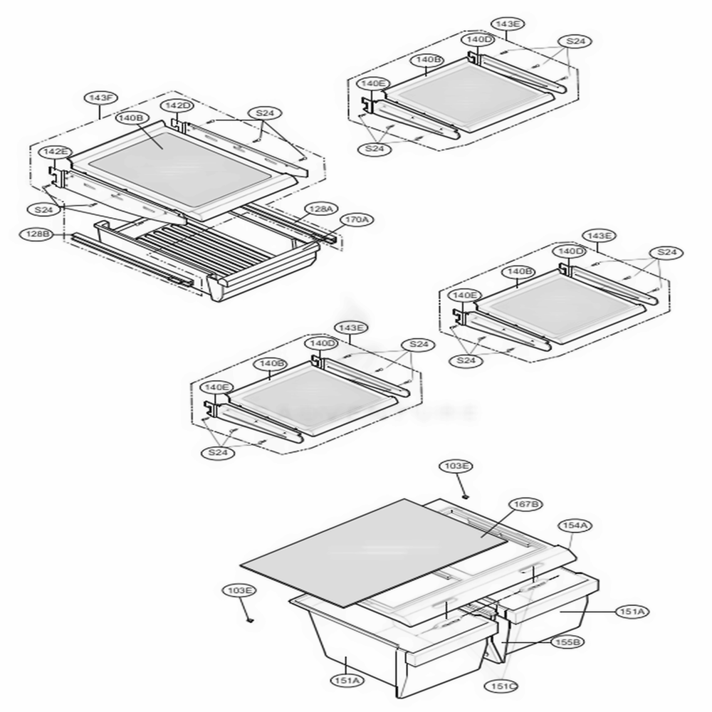 Refrigerator Parts Diagram and Parts List for 69974 ABI1SER LG Refrigerator