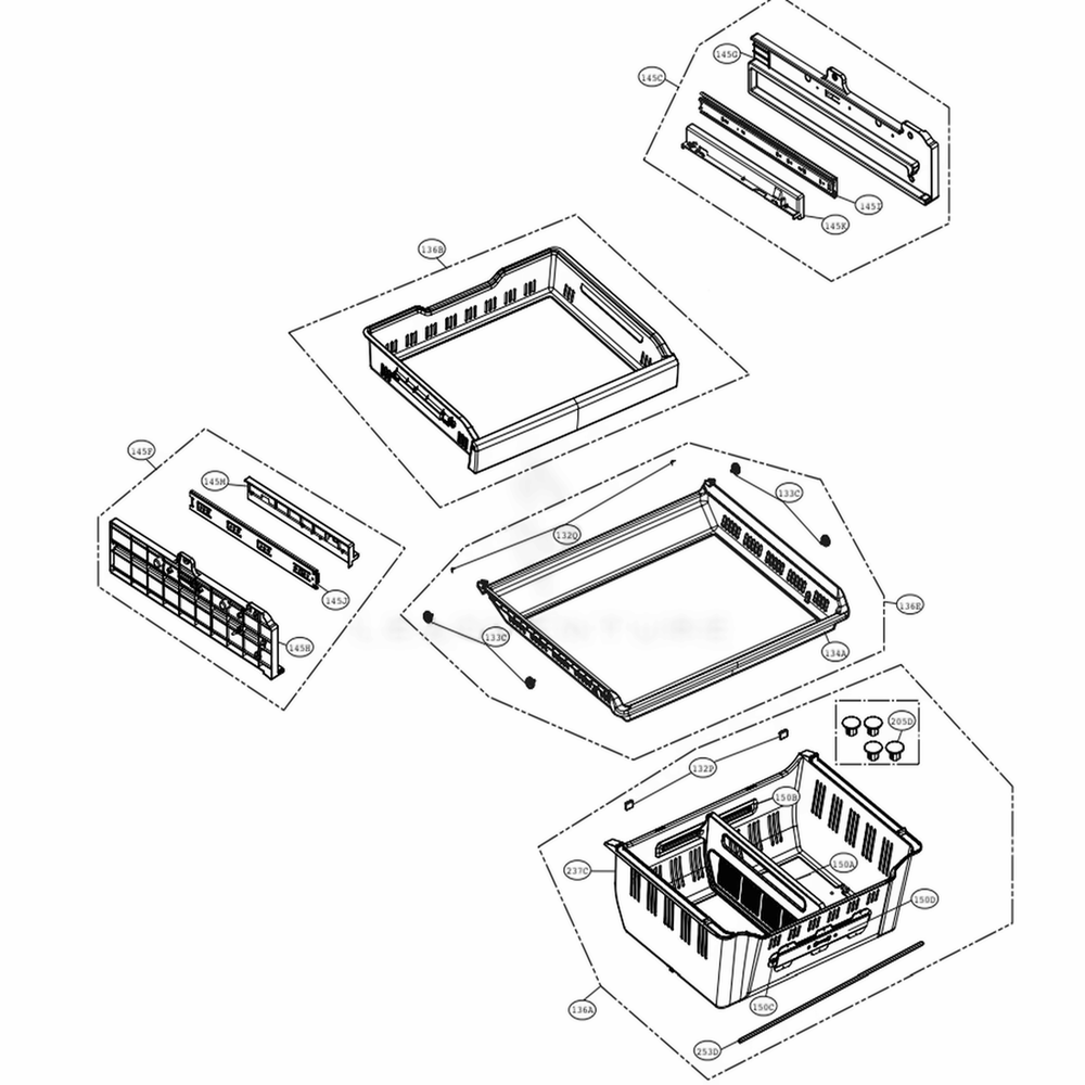 Freezer Parts Diagram and Parts List for 72483 ASTCSE0 LG Refrigerator