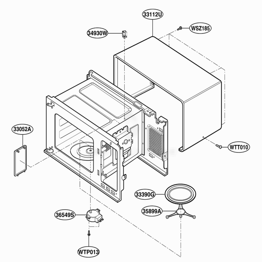 Oven Cavity Parts Diagram and Parts List for JES1351WB CWHEGEU LG Wall Oven