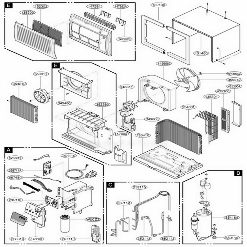 Main Diagram and Parts List for US10B10A AWYBFRD LG Air Conditioner