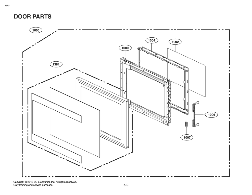 Door Parts Diagram and Parts List for MS2096HSS CSSESGN LG Microwave