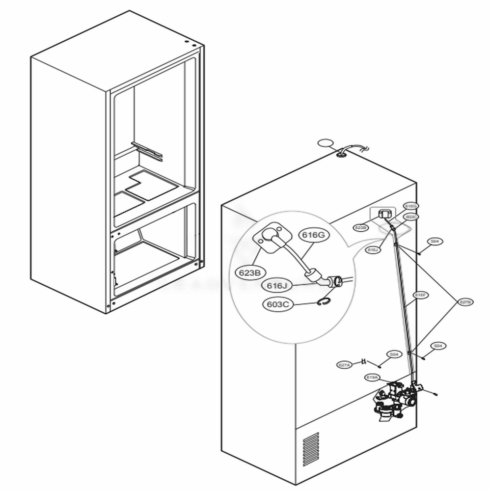 Valve And Water Tube Parts Diagram and Parts List for LMXS30776D ASBCNA1 LG Refrigerator