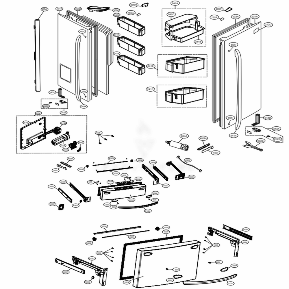 Door Parts Diagram and Parts List for LMXC23746S ASTCNA0 LG Refrigerator