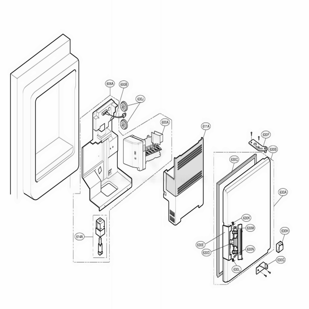 Ice Maker And Ice Bank Parts Diagram and Parts List for 78519 AWBCSEF LG Refrigerator