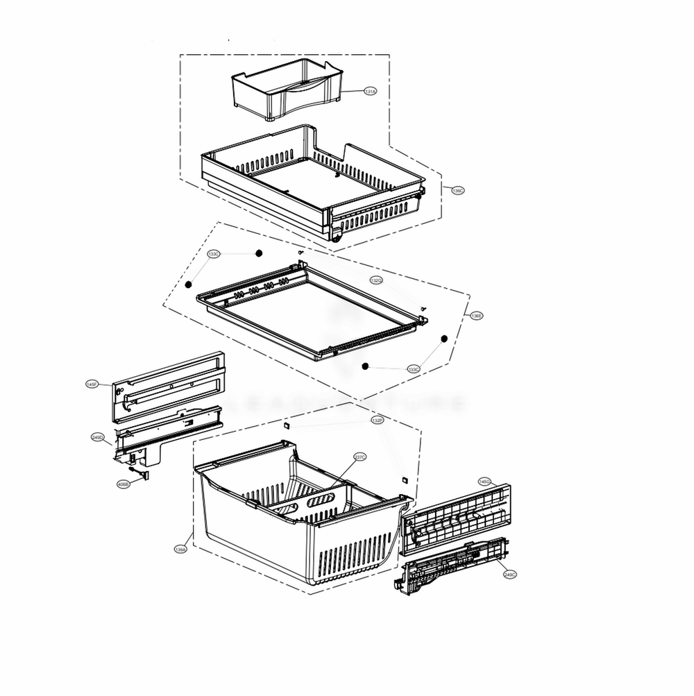 Freezer Parts Diagram and Parts List for LRFVS3006S ASTCNA0 LG Refrigerator