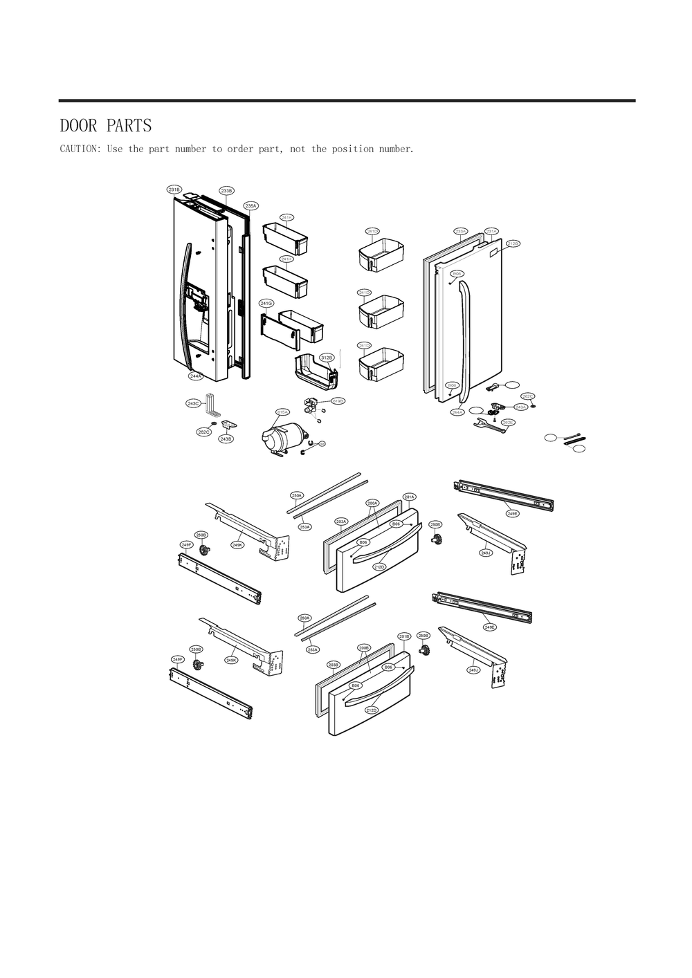Door Parts Diagram and Parts List for GC-L28ANKXM ASBCNA0 LG Refrigerator
