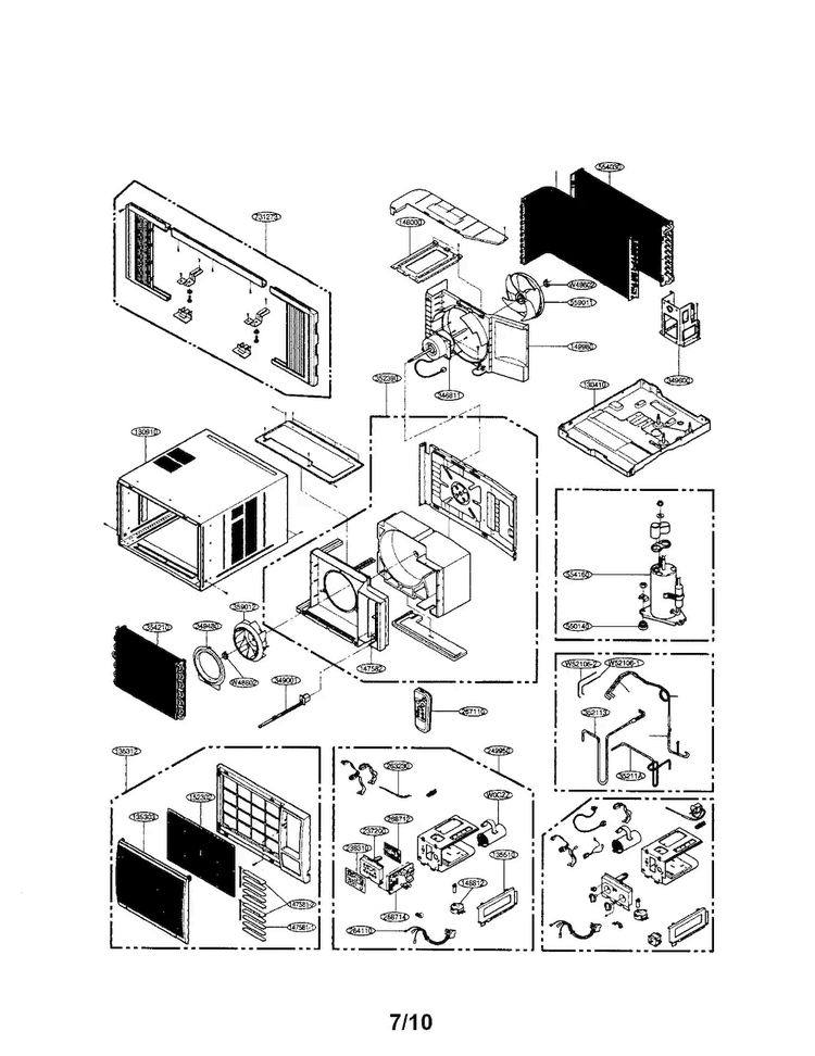 Room A/c Diagram and Parts List for WG2405R  LG Air Conditioner