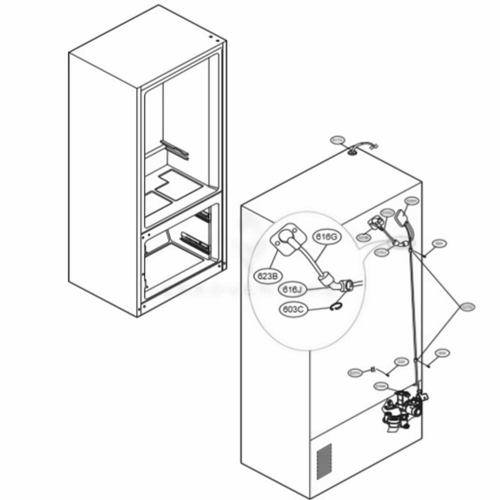 Valve And Water Tube Parts Diagram and Parts List for LSFD2491ST ASTCNA2 LG Refrigerator