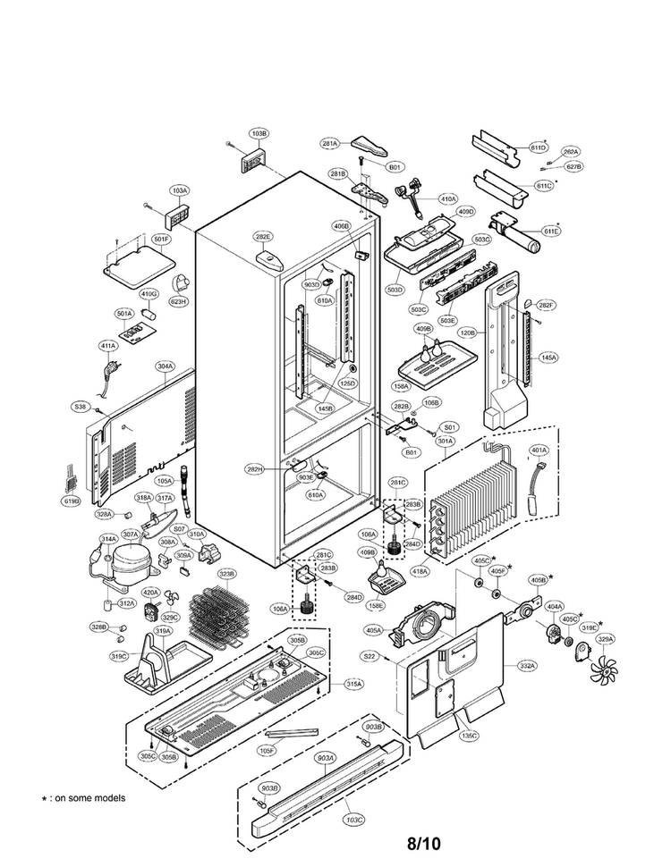 Case Parts Diagram and Parts List for LRDC20731WW  LG Refrigerator