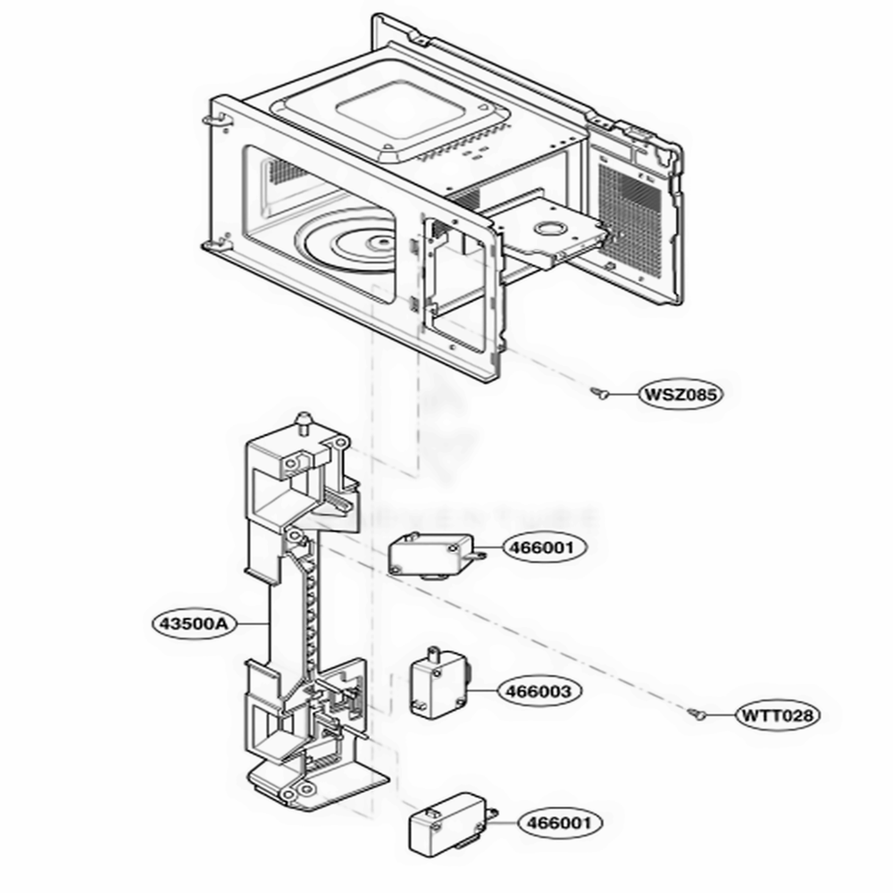 Latch Board Parts Diagram and Parts List for JES638WD01 CWHEGEU LG Range