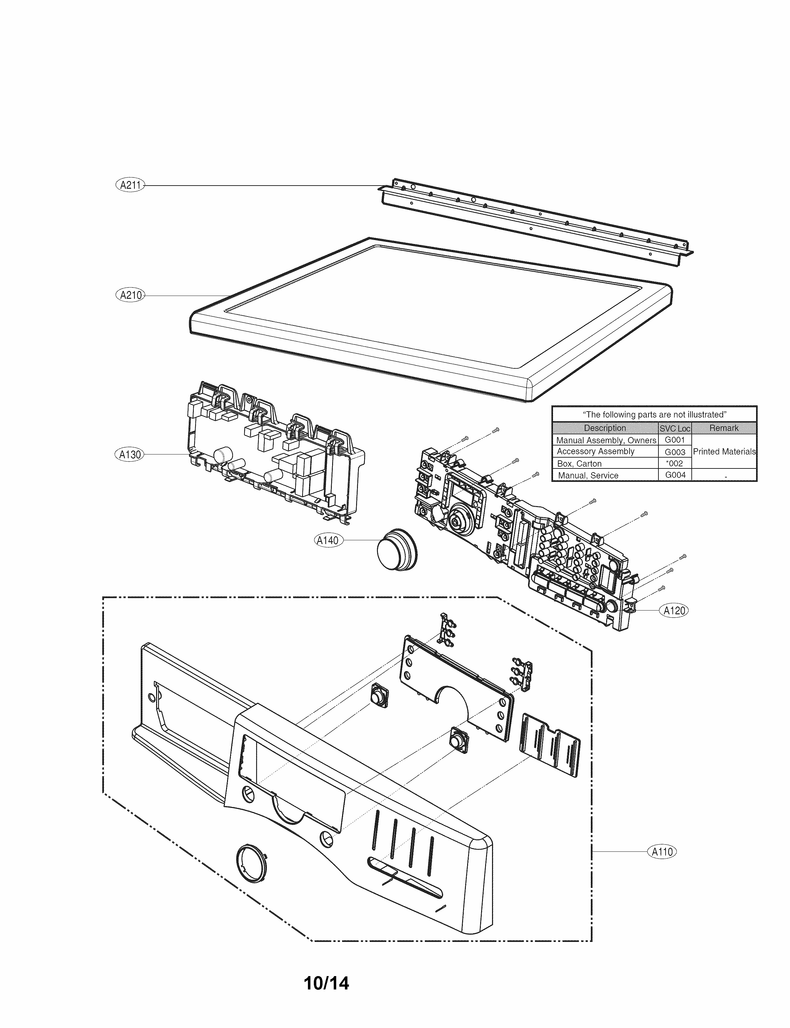 Control Panel Parts Diagram and Parts List for 79691382410  Kenmore Dryer