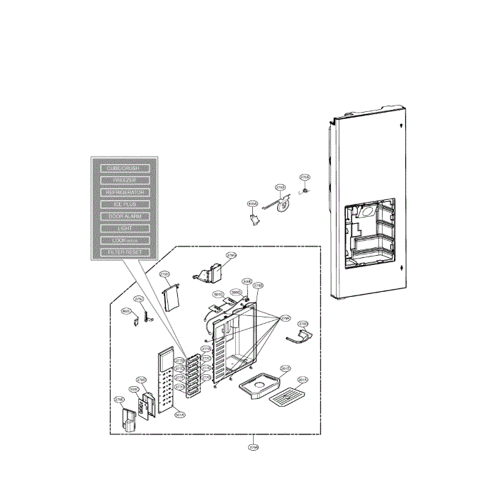 Dispenser Diagram and Parts List for LFX25980ST 00 LG Refrigerator