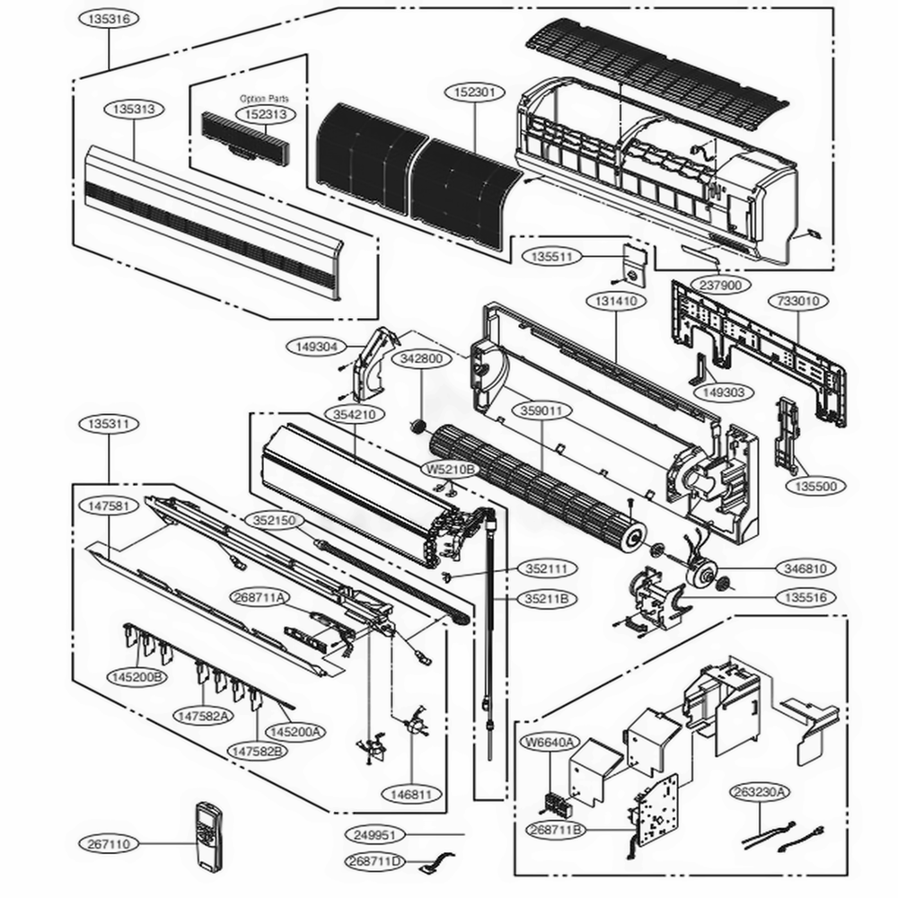 Main Diagram and Parts List for BDMH24SB AMBAHCI LG Air Conditioner