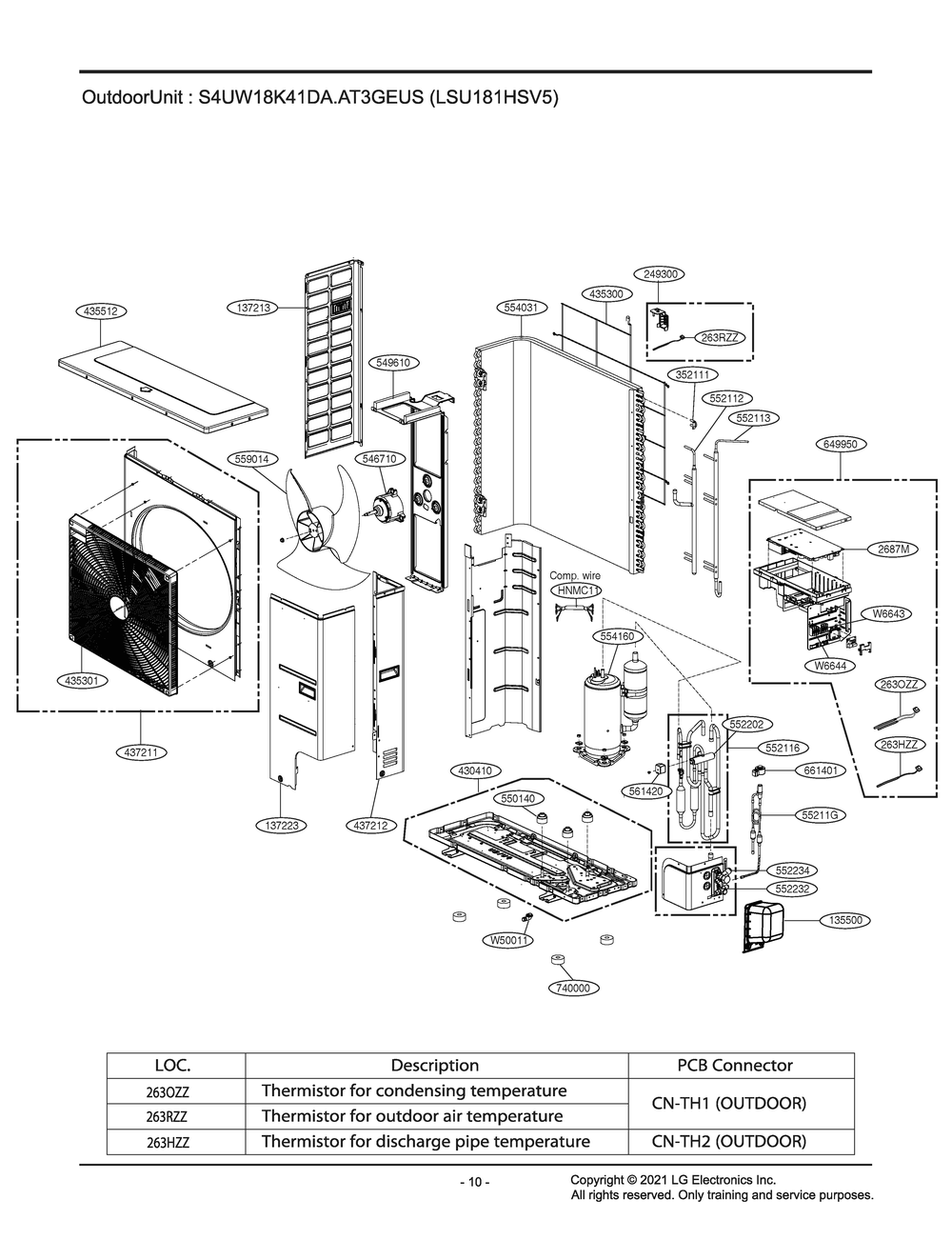 Diagram 1 Diagram and Parts List for S4UW18K41DA AT3GEUS LG Air Conditioner
